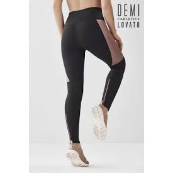 Fabletics Define PowerHold High-Waisted Legging by Demi Lovato Black Rose Gold M - Picture 1 of 6